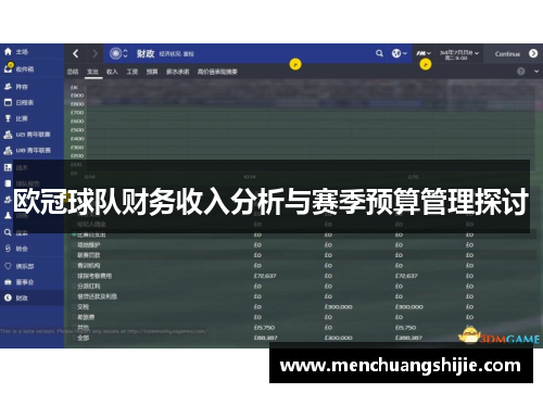 欧冠球队财务收入分析与赛季预算管理探讨